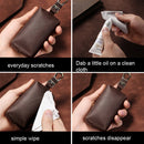 QY-9029 Car Universal Retro Crazy Horse Leather Key Case(Dark Coffee)