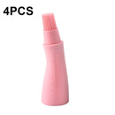 4 PCS Silicone Crooked Barbecue Oil Bottle Brush With Scale(Pink)