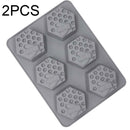 2 PCS 6 Grid Honeycomb Bee Silicone Handmade Soap Mould Chocolate Mooncake Mould(Grey)