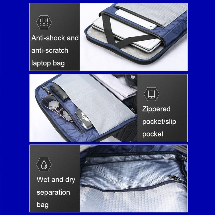 Bopai 61-121591 Multifunctional Anti-theft Laptop Business Backpack with USB Charging Hole(Black)