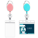 3 PCS 68cm Retractable Pull Badge Reel Zinc Alloy ID Lanyard Name Tag Card Badge Holder(Pink)