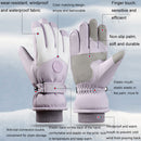 1 Pair Outdoor Cycling Sports Cold and Windproof Warm Finger Gloves, Style: Letter Type (Purple White)