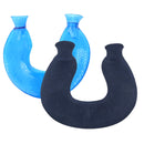 U-shaped PVC Hot Compress Shoulder And Neck Explosion-proof Water Injection Hot Water Bag(Blue + Cyan Knitted)