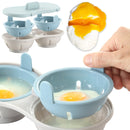 Two-compartment Steamed Egg Box Microwave Steamed Egg Plate Egg Mold(Blue)