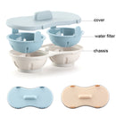 Two-compartment Steamed Egg Box Microwave Steamed Egg Plate Egg Mold(Blue)