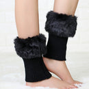Ladies Short Type Flip Mouth Furry Warm Knit Socks Sleeve Boot Cover(Black)