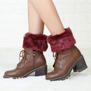 Ladies Short Type Flip Mouth Furry Warm Knit Socks Sleeve Boot Cover(Red)