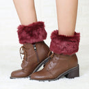 Ladies Short Type Flip Mouth Furry Warm Knit Socks Sleeve Boot Cover(Red)