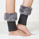Ladies Short Type Flip Mouth Furry Warm Knit Socks Sleeve Boot Cover(Deep Gray)