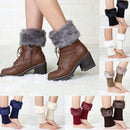 Ladies Short Type Flip Mouth Furry Warm Knit Socks Sleeve Boot Cover(Beige)