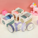 5 Boxes Student Printed Hand Account Tape Set(Macaron Solid Color 4)