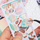 6 PCS Rose Bubble Series Hand Account Laser Waterproof PVC Sticker(Black Pink Night)