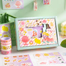 2 Sets 6 Sheets Sticker + 6 Rolls Tape Set Girl Heart Hand Account(Universe Sweetheart)