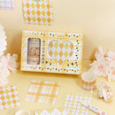 3 Sets 5 Rolls Tape + 80 Sticky Notes Plaid Hand Account Tape Gift Box Set(Spring Balloon)