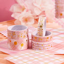 3 Sets 5 Rolls Tape + 80 Sticky Notes Plaid Hand Account Tape Gift Box Set(Jasmine Blooming)