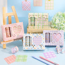 3 Sets 5 Rolls Tape + 80 Sticky Notes Plaid Hand Account Tape Gift Box Set(Jasmine Blooming)