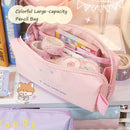 8e12945 Colorful Large Ccapacity Cute Cartoon Pen Bag(Pink)