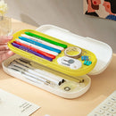 2 PCS Multi-functional Large Capacity Double-layer Pencil Box(White)