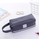 3 PCS Double Layer Large Capacity Oxford Cloth Stationery Bag, Color: Dark Gray