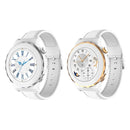 HW3 Mini Heart Rate/Blood Oxygen Monitoring Smart Watch with NFC Function(Silver Shell White Leather)