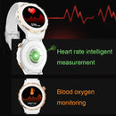 HW3 Mini Heart Rate/Blood Oxygen Monitoring Smart Watch with NFC Function(Silver Shell White Leather)