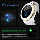 HW3 Mini Heart Rate/Blood Oxygen Monitoring Smart Watch with NFC Function(Silver Shell White Leather)
