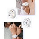 HW3 Mini Heart Rate/Blood Oxygen Monitoring Smart Watch with NFC Function(Silver Shell White Leather)