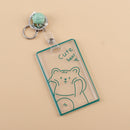 2 PCS Transparent Acrylic Push Pull Card Sleeve Bell Keychain Ring ID Card Sleeve(Bear)