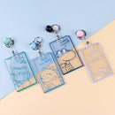 2 PCS Transparent Acrylic Push Pull Card Sleeve Bell Keychain Ring ID Card Sleeve(Crocodile)
