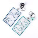 2 PCS Transparent Acrylic Push Pull Card Sleeve Bell Keychain Ring ID Card Sleeve(Dinosaur)