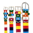 Canvas+PU Colorful Strip Pet Dog Collar M 2.0 x 40cm(Yellow)