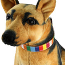 Canvas+PU Colorful Strip Pet Dog Collar M 2.0 x 40cm(Yellow)