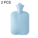 2 PCS 006 1000ml Thickened Explosion-proof Heart Embossed Water Injection Hot Water Bag(C Model Blue)
