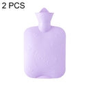 2 PCS 006 1000ml Thickened Explosion-proof Heart Embossed Water Injection Hot Water Bag(C Model Purple)