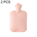 2 PCS 006 1000ml Thickened Explosion-proof Heart Embossed Water Injection Hot Water Bag(C Model Pink)