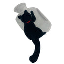 Y118-5 Rabbit Plush Cute Tail Cat Injection PVC Squeeze-resistant Warm Water Bag(Black Cat)