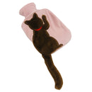 Y118-5 Rabbit Plush Cute Tail Cat Injection PVC Squeeze-resistant Warm Water Bag(Brown Cat)