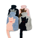 Y118-5 Rabbit Plush Cute Tail Cat Injection PVC Squeeze-resistant Warm Water Bag(Black Cat)