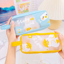 PVC Cute Cartoon Large Capacity Student Stationery Bag(Pink)