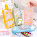 PVC Cute Cartoon Large Capacity Student Stationery Bag(Yellow)