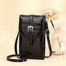 Cross-slung Woman Bag Buckle Shoulder Bag Crocodile Print Phone Bag(Black)