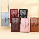 Cross-slung Woman Bag Buckle Shoulder Bag Crocodile Print Phone Bag(Black)