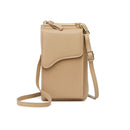 Shoulder Crossbody Small Bag Ladies Cell Phone Bag Wallet(Apricot)