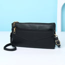 P05 Women Double Zipper Small Square Bag Multi-layer Shopping Mobile Phone Bag Coin Purse(Black)