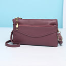 P05 Women Double Zipper Small Square Bag Multi-layer Shopping Mobile Phone Bag Coin Purse(Purple)