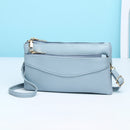 P05 Women Double Zipper Small Square Bag Multi-layer Shopping Mobile Phone Bag Coin Purse(Blue)