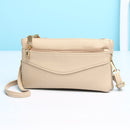 P05 Women Double Zipper Small Square Bag Multi-layer Shopping Mobile Phone Bag Coin Purse(Apricot)