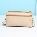 P05 Women Double Zipper Small Square Bag Multi-layer Shopping Mobile Phone Bag Coin Purse(Red)