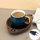 DS1290 Thermostatic Coaster Adjustable Thermos Cup Mat, Plug Type: EU Plug (Wood Grain)