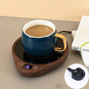 DS1290 Thermostatic Coaster Adjustable Thermos Cup Mat, Plug Type: UK Plug (Wood Grain)